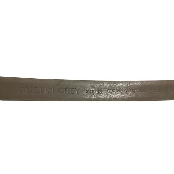 Austin Grey Vintage Genuine Snakeskin Belt Grey Taupe Leather Solid Brass sz 38 main image 4